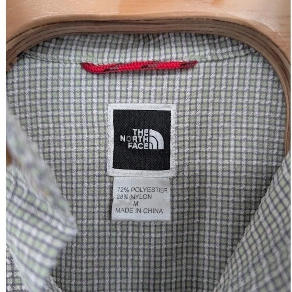The North Face Plaid Button Up Shirt Green Gray‎ Long Sleeve Men's M